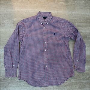 Polo Ralph Lauren Button Down Shirt Mens Large Red White Blue Gingham Check Pony